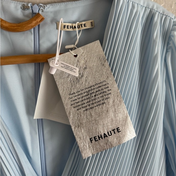 NWT FEHAUTE Blue Pleated Floral Print Maxi Dress - Picture 5 of 5